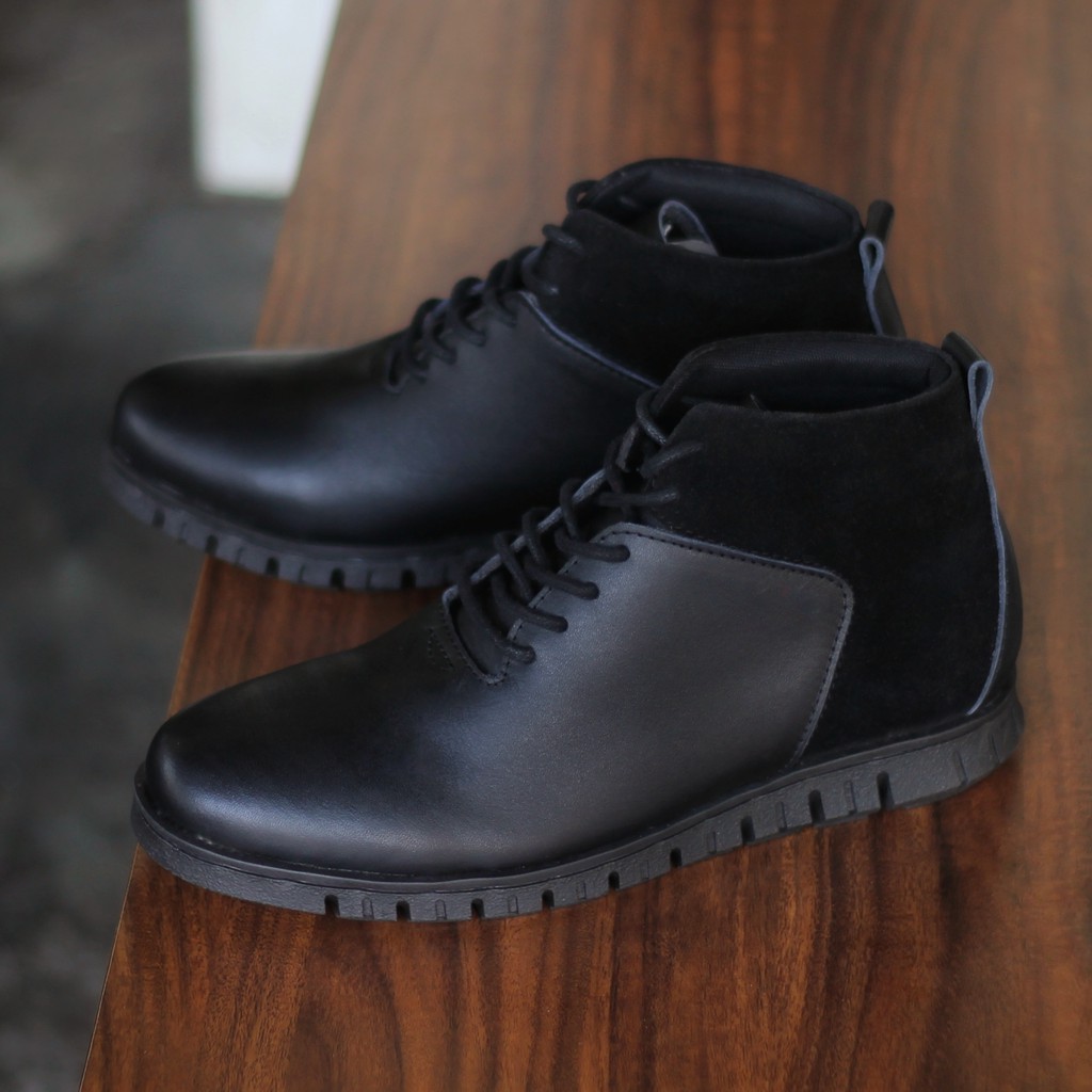 ZEALAND BLACK |FORIND x Kenzio| Sepatu Kulit Boot Vintage Klasik Pria Cowok Original Lokal Footwear