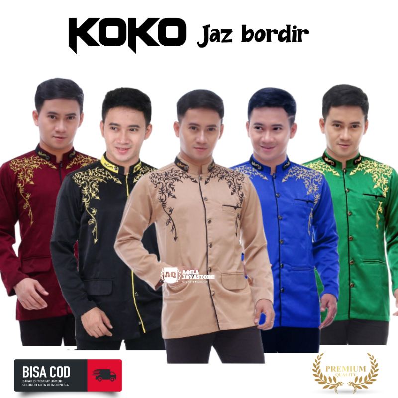 Baju Koko Hadroh Lengan panjang  | Baju Koko Dewasa Lengan Panjang  | Koko Jaz pria dewasa Bordir