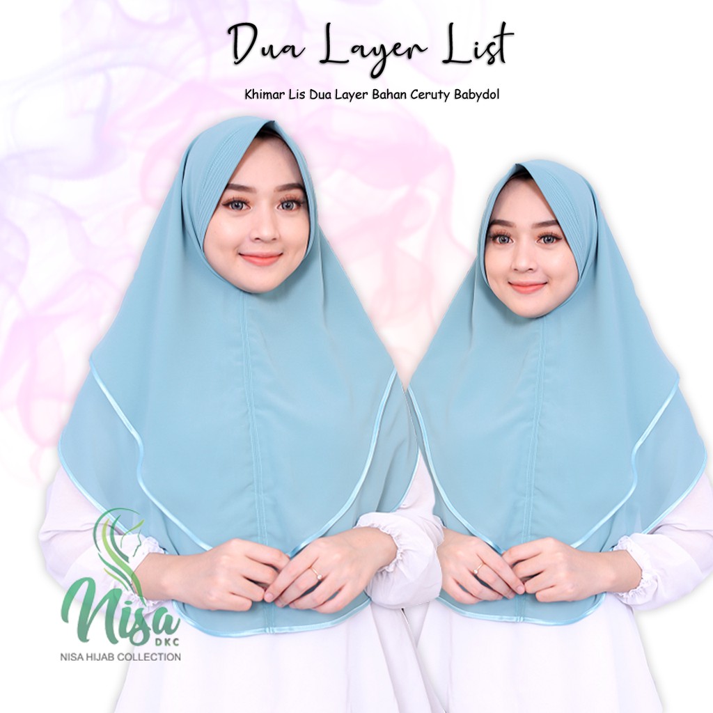 Khimar Ceruty Babydoll Lis Dua Layer Jilbab Bergo Tumpuk