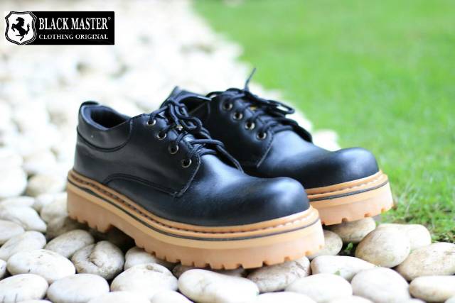 UNDERGROUND LOW - BLACK MASTER ORIGINAL | Sepatu Boots Pria Kulit Asli Sol Tinggi Kasual Kerja Biker