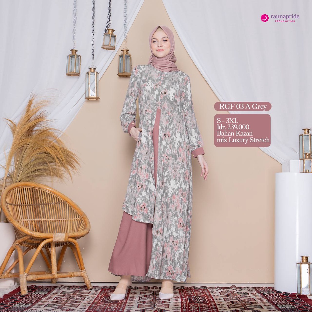 Sarimbit Rauna Couple Keluarga SR 03 GREY / Sarimbit Rauna Terbaru 2022 / RGF 03A - RGF 03B - RRF 03 - RGAF 03 - RKF 03 - RKAF 03 / Fashion Muslim