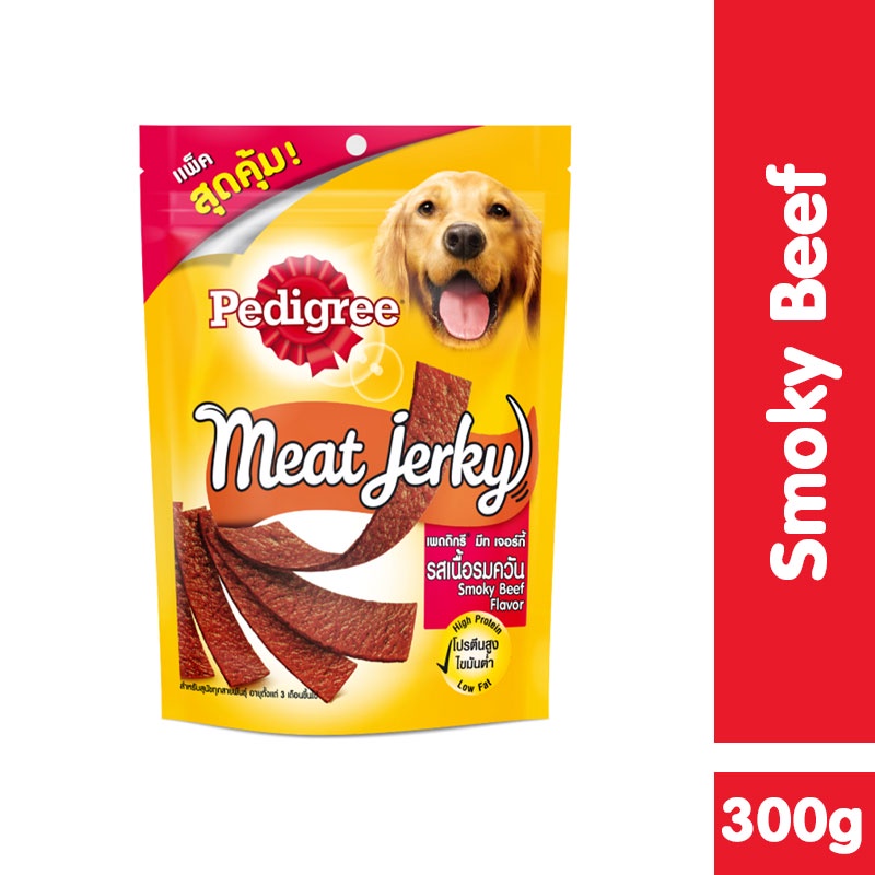 PEDIGREE Meat Jerky Strap Snack Anjing dengan Rasa Daging Sapi Asap, 300g. Snack Anjing untuk Anjing Dewasa