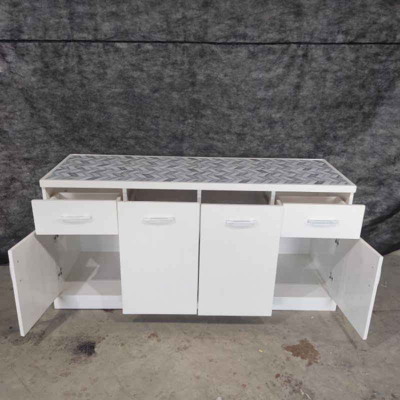RAK KOMPOR/KITCHEN SET BAWAH 4PINTU SERBAGUNA UKURAN Dgn 2pintu rak piring.tatakan atas keramik