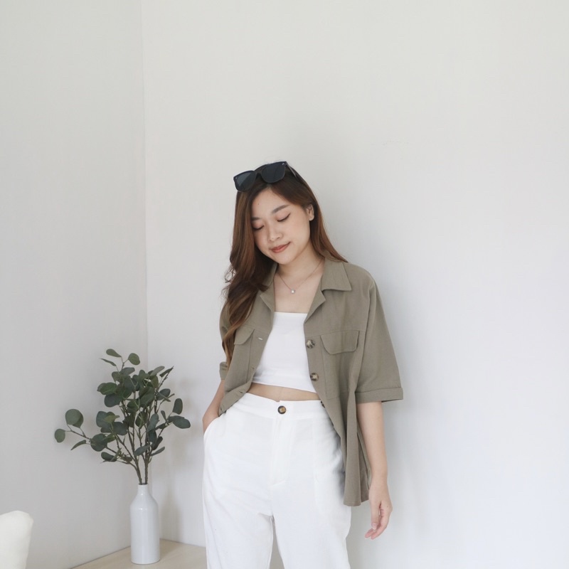 MSMO Somi Oversized Linen Shirt Outer / Atasan Wanita / Kemeja Wanita / Kemeja Linen / Top Wanita / Linen Shirt-6