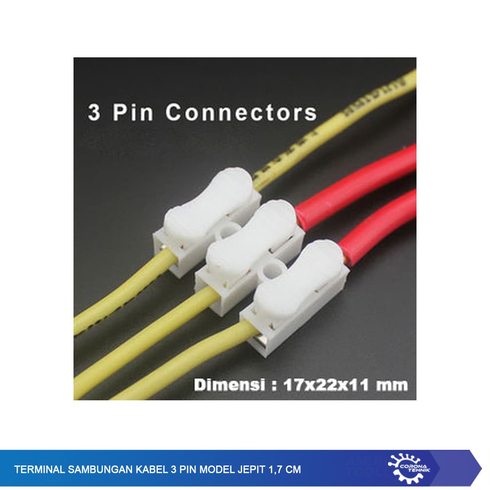 Terminal Sambungan Kabel 3 Pin Model Jepit 1,7 cm