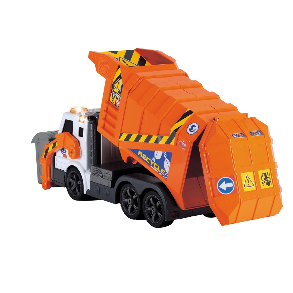 toy garbage trucks in action