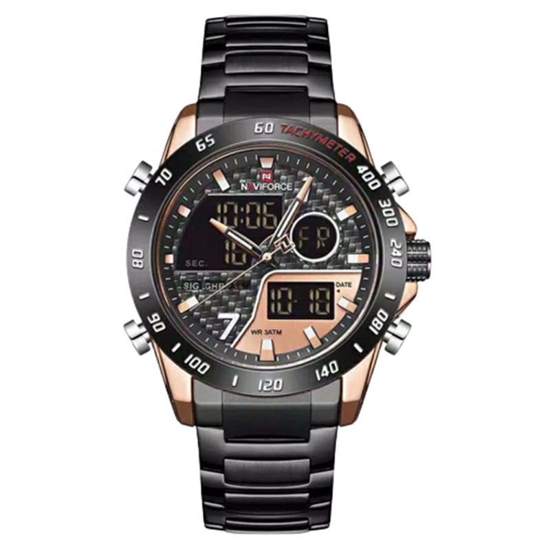 JAM TANGAN NAVIFORCE 9171 M1 ST LA MEN - STAINLESS STEEL - BLACK NAVIFORCE ORIGINAL 9171 JAM NAVIFOR