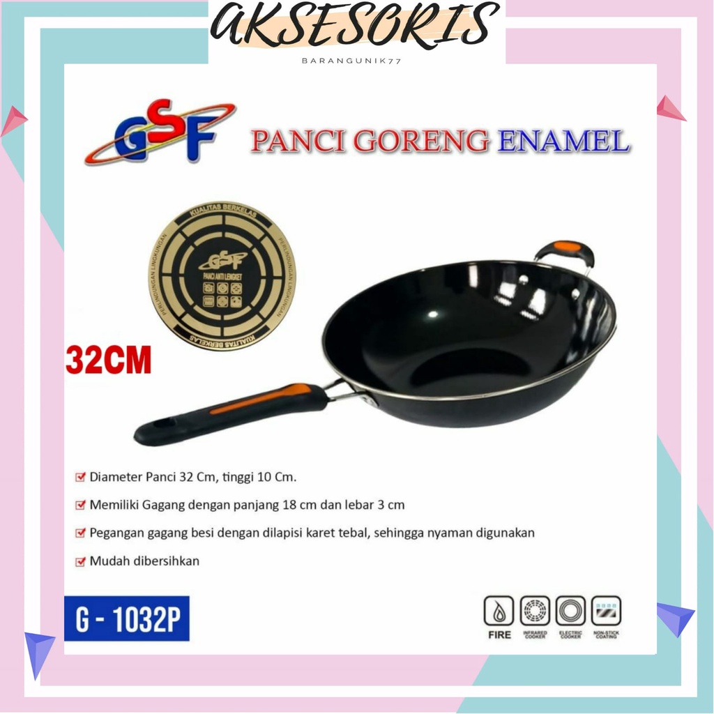 WAJAN GAGANG ANTI LENGKET ANTI LECET GSF 32CM / WAJAN GAGANG ENAMEL GSF 32CM / WAJAN GAGANG GSF 1032P 32CM