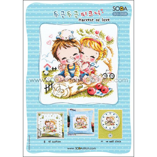 Paket DIY Craft Sulam Kristik Strimin Cross Stitch Sodastitch SO-3108 - Harvest Of Love Korea Couple