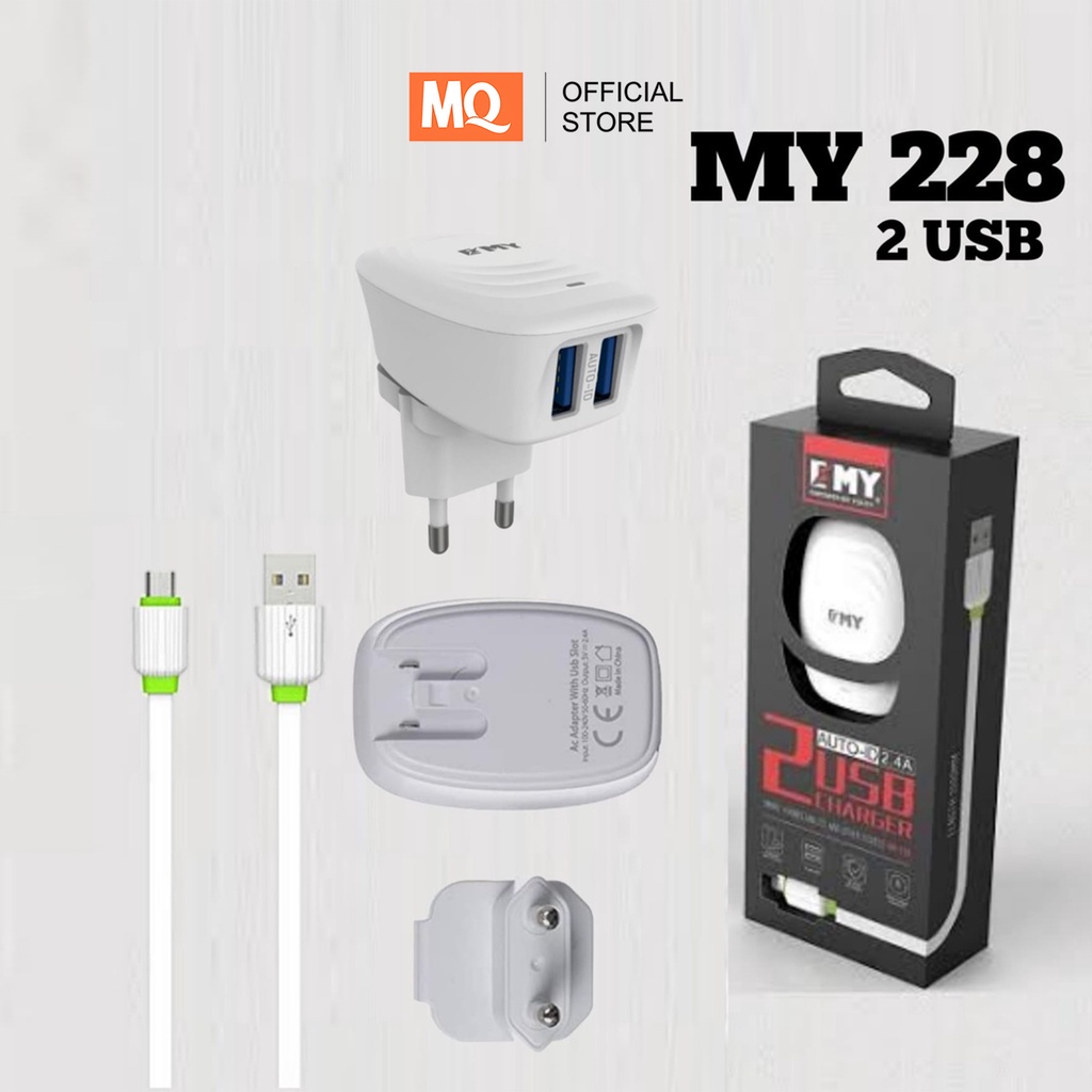 MQ Mobile Charger EMY MY-228 Fast 2.4 Amp with USB Micro Cable