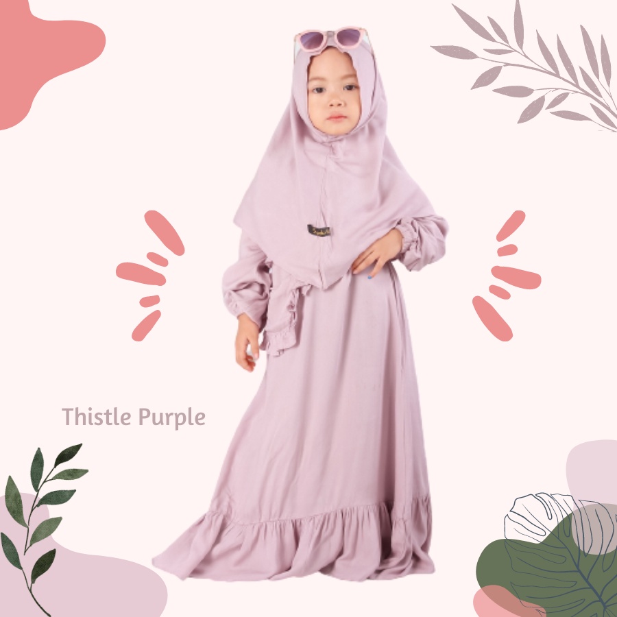 Set Gamis Humaira Anak Usia 1 Sampai 2 Tahun Terbaru Rayon Twill Premium Polos  Thistle Purple