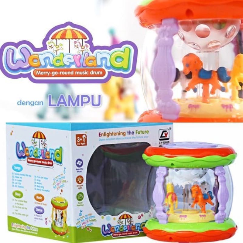 Mainan Bayi Wonderland Merry Go Round Music Drum Kecil mainan edukasi balita anak
