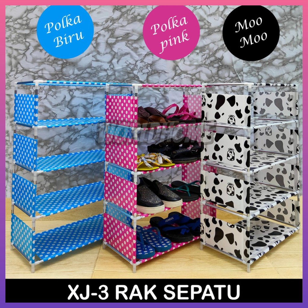 Lemari Rak Sepatu Portable Motif Lucu 5 Susun XJ-3 - Worldhome