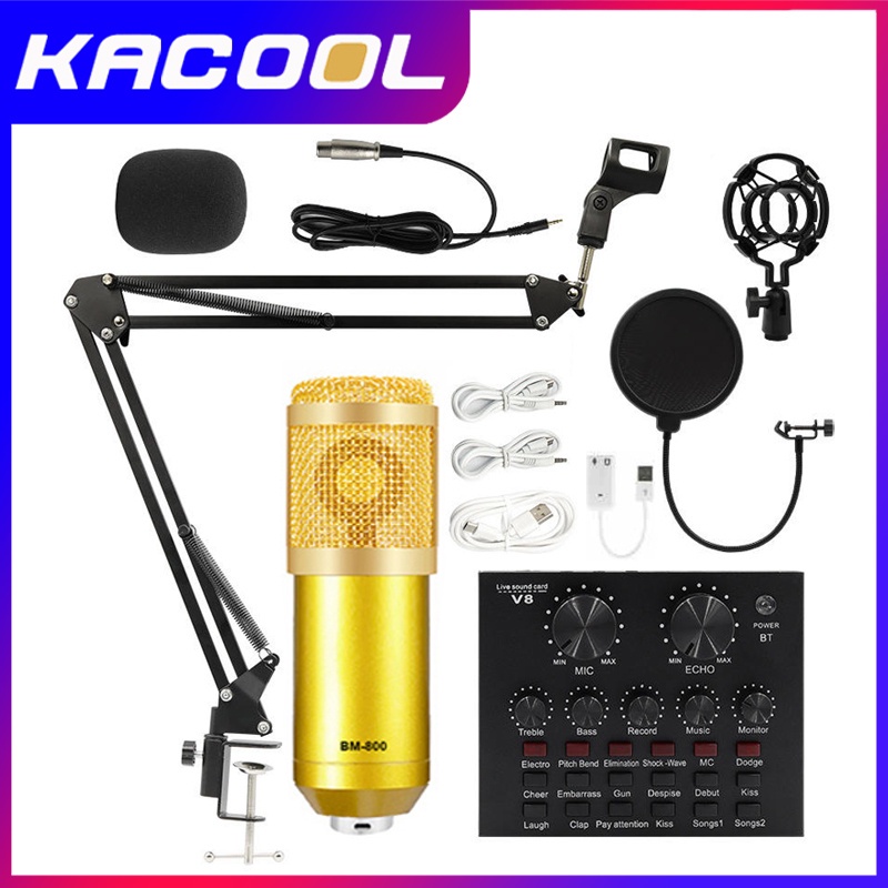 BM 800 Profesional Audio V8 Kartu Suara Set BM800 Microphone Studio Mikrofon Kondensor Untuk Karaoke Podcast Rekaman Live Streaming