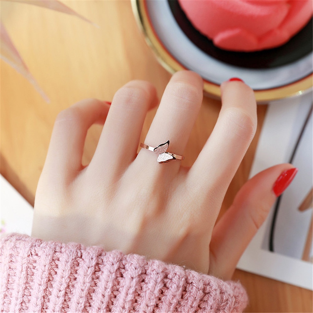 【COD Tangding】Simple Butterfly Index Finger Ring Female Fashion Decorative Ring Ornaments