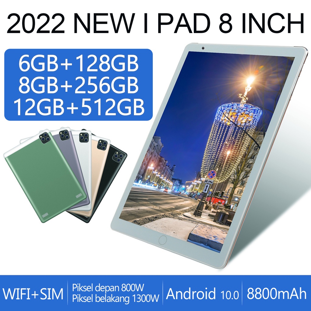2023 Tablet Asli Galaxy Tab Baru 12 GB + 512 GB Android Tablet 8 Inch Layar Penuh Layar Besar Wifi 5