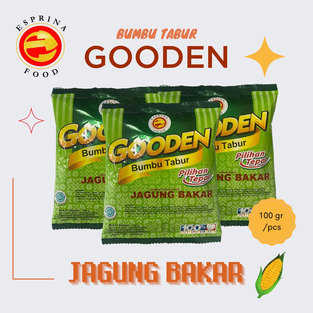 

Bumbu Tabur - GOODEN - Rasa Jagung Bakar - JAGUNG BAKAR - Kemasan 100 gram