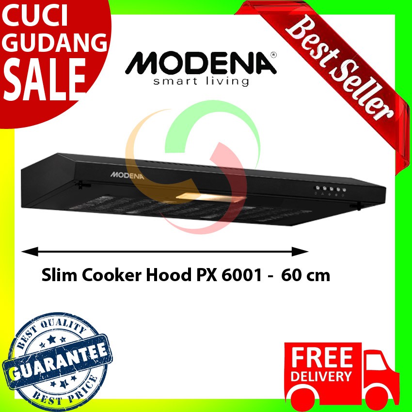 Exhaust Cooker Hood Slim Modena PX 6001 (GANTI KE TYPE PX 0611 DBBK) 60 Cm - GARANSI RESMI