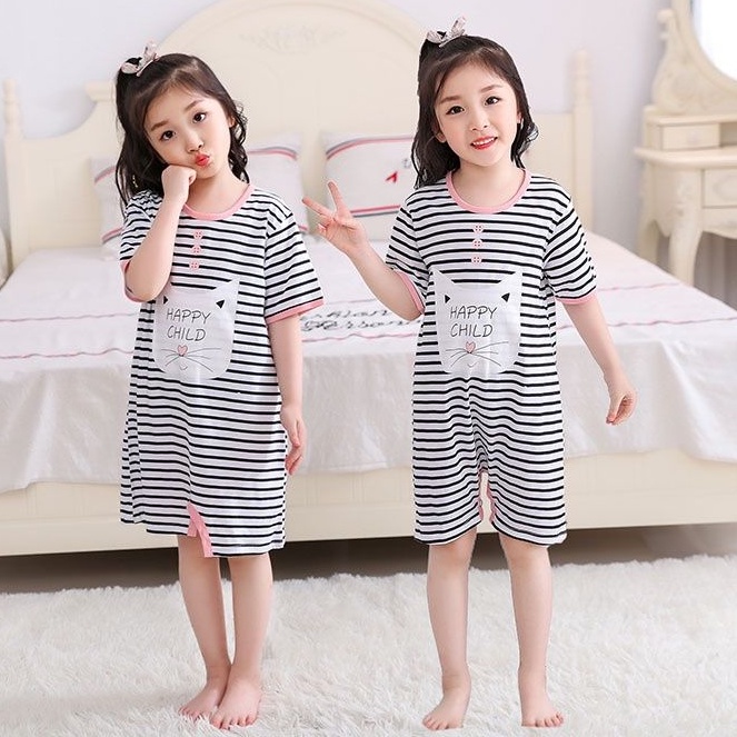 Baju Rumah Baju Tidur Anak Perempuan Motif Happy Child Baju Anak Import 3-10 thn