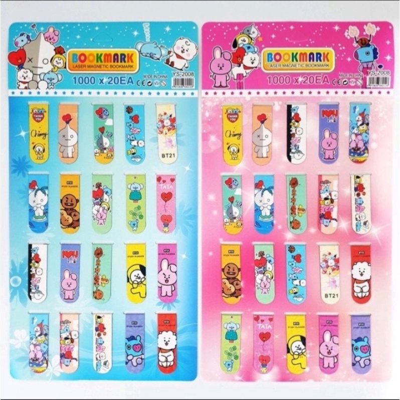 

Pembatas buku magnet BTS BT21 kpop || Bookmark magnet BT21 || Pembatas Buku BT21