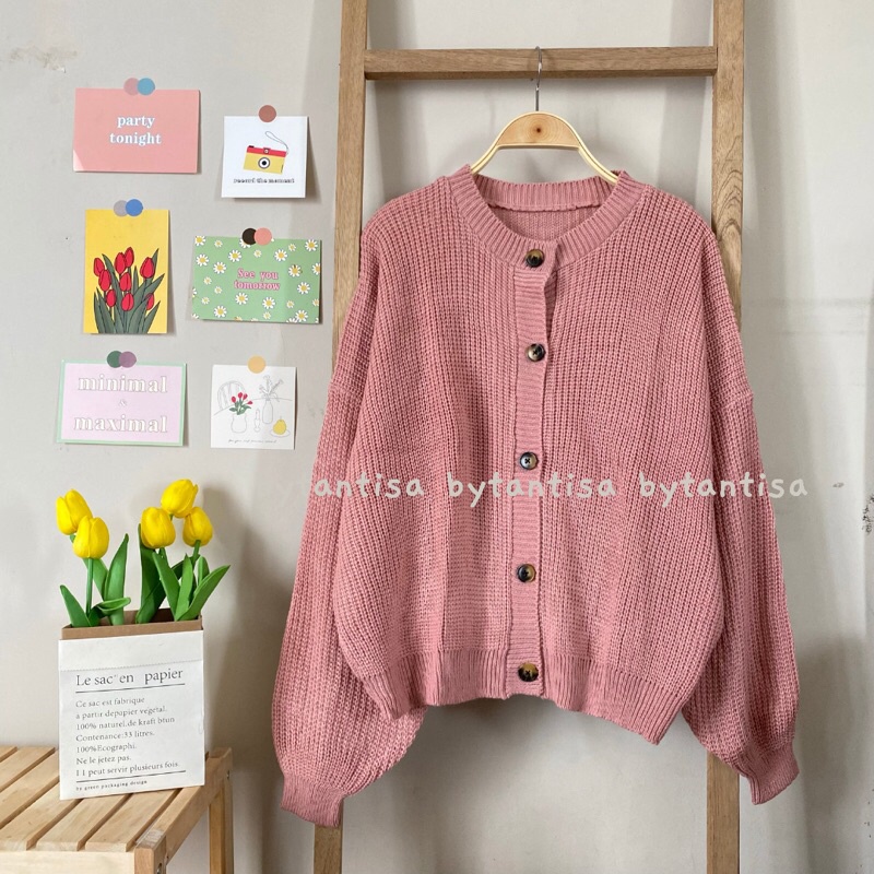 [SALE] Outer Cardigan Lily Basic | Outwear Mantel hangat (Premium)-Dusty Lily