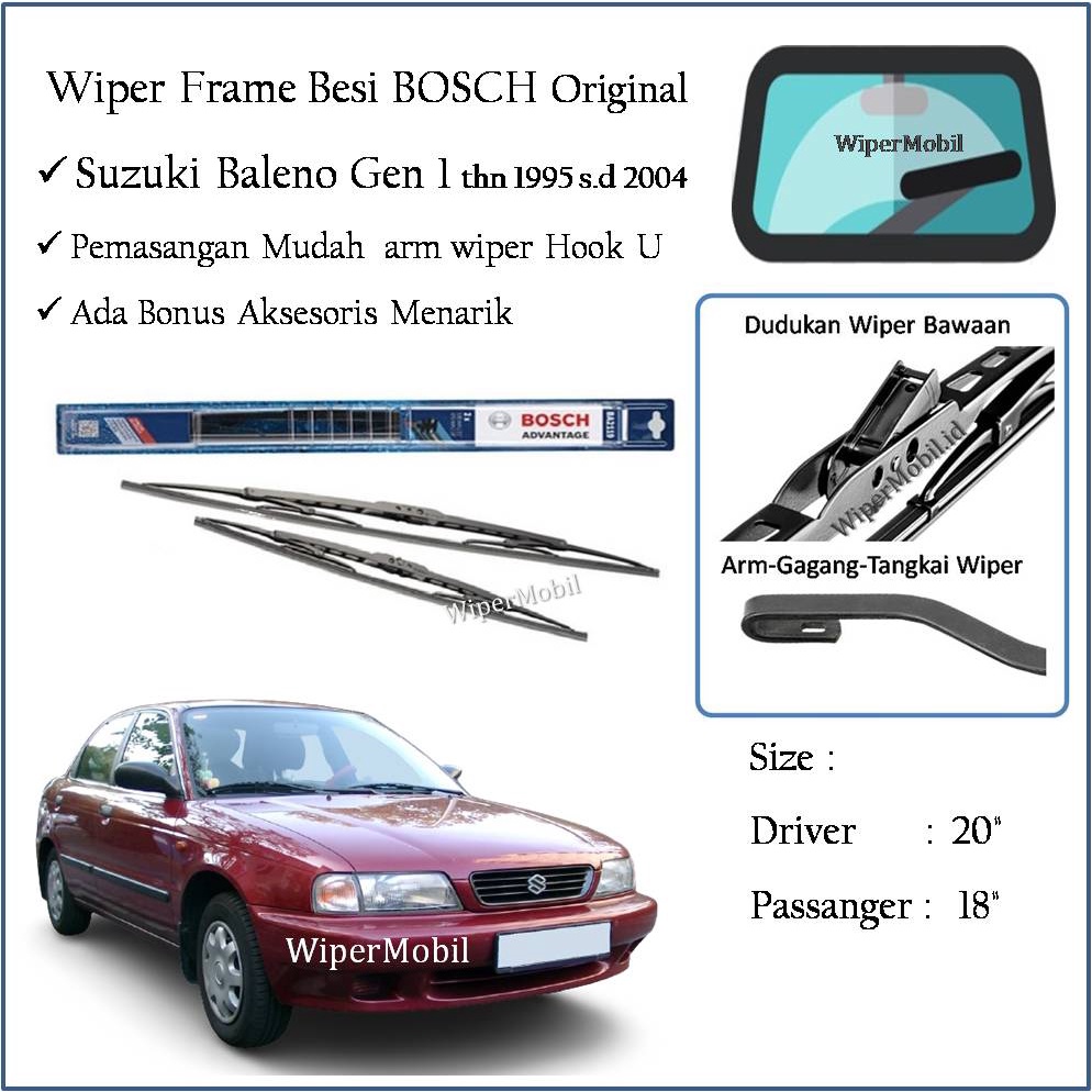 Wiper Bosch Kaca Mobil Suzuki Baleno Pertama 1995 1996 1997 1998 1999 2000 2001 2002 2003 2004