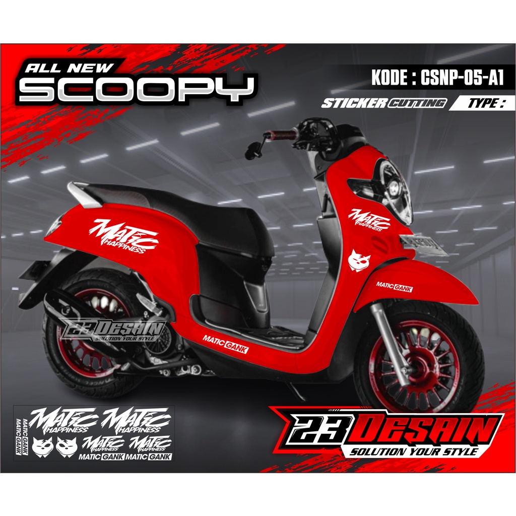 (COD) Cutting Sticker SKUTER SCOOPY Satu Set - MATIC HAPPINESS Striping Motor Honda Scoopy 2010-2022