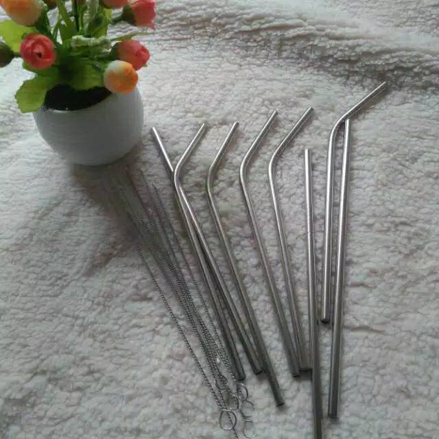 Sedotan stainless dan sikat sedotan / reusable stainless Set 3pcs 3in1