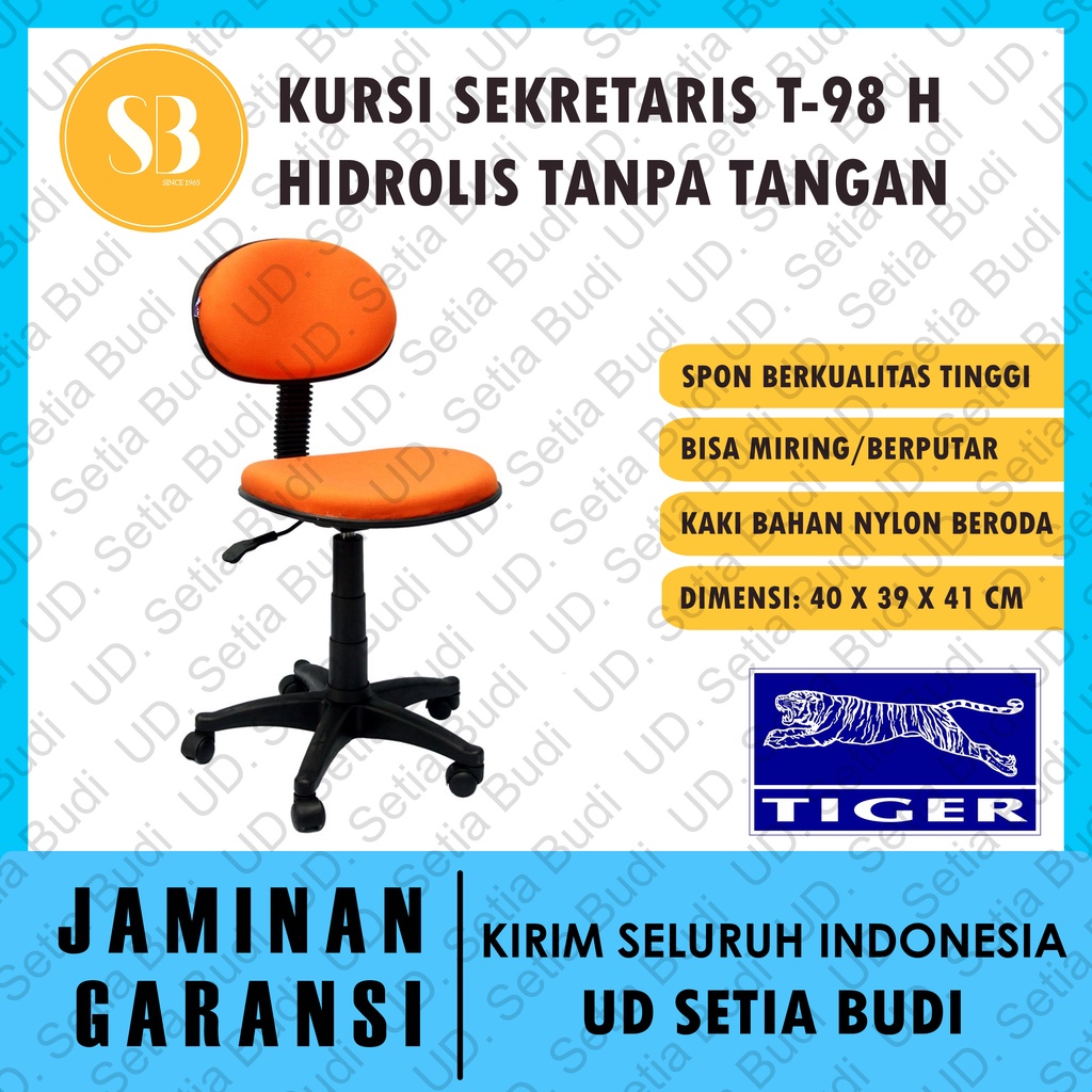 Kursi Kantor Sekretaris Tiger T-98H Hidrolis Tanpa Tangan