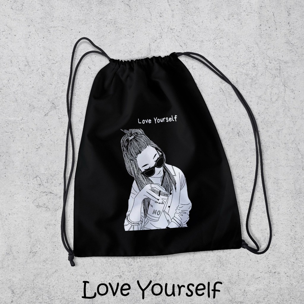 ZCO - Tas Serut Multifungsi Untuk Olahraga Sekolah Futsal Basket Berenang Tas Serut Love Yourself