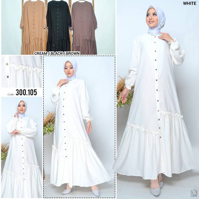 Maxy dress  Aqila ,Gamis woolpeach motif polkadot kecil