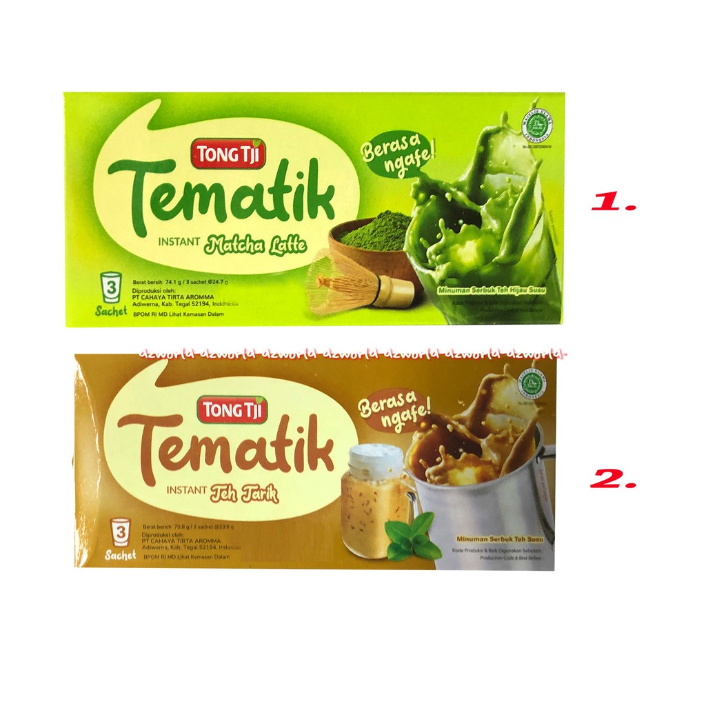 Tong Tji Tematik Instant Teh Tarik Matcha Latte 3sachets Teh Tongji Teh Hijau Kemasan Bubuk Sachet Instan Tong Ji Green Tea