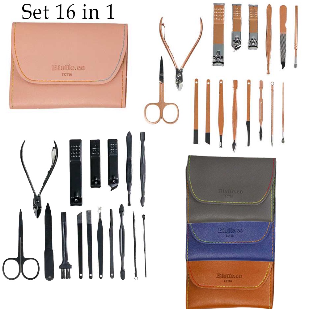 16 in 1 Set Gunting Kuku Perawatan Manicure Pedicure Professional Free Case