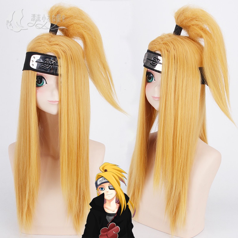 [Warna-warni] Naruto Deidara cosplay wig bentuk emas super asli