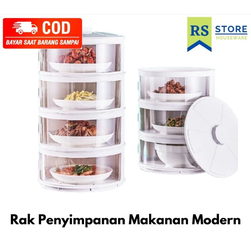 tudung saji 4 susun rak makanan food storage rak tudung saji modern bahan tebal murah bisa disusun