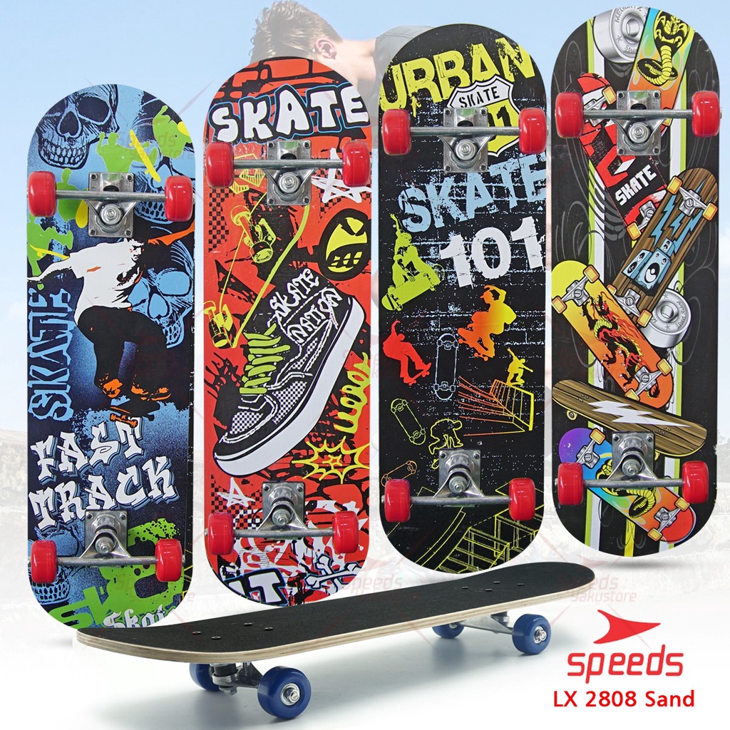 SPEEDS Papan Skateboard FullSet Dewasa Besar Alas Pasir Kayu Skate Board LX 028-2808 Sans