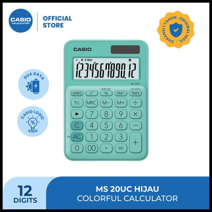

Casio Colorful Calculator Ms-20Uc-Green