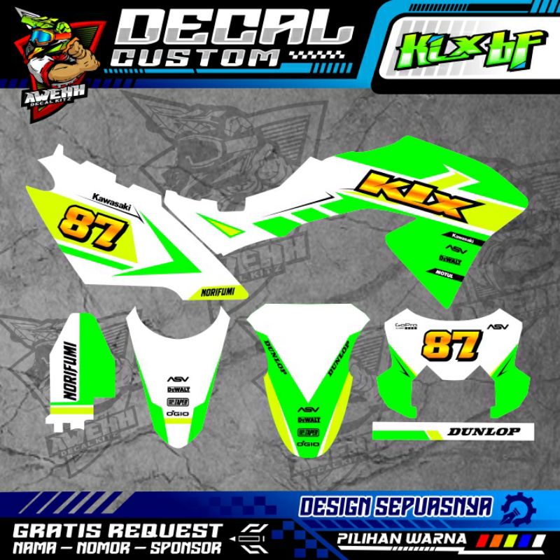 DECAL KLX BF KLX LAMA HIJAU GOLD