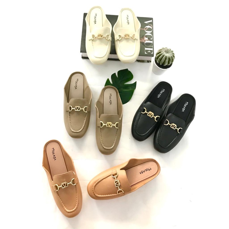 Sandal Sepatu Kantor Mewah Motif V Import Mokaya 2218