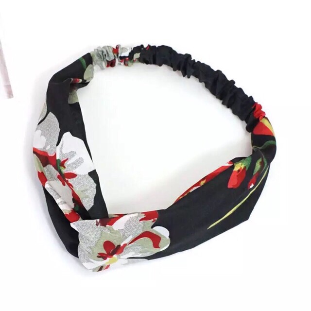 DS B9 BANDO KAIN WANITA HAIRBAND ELASTIS MOTIF BUNGA AKSESORIS RAMBUT WANITA