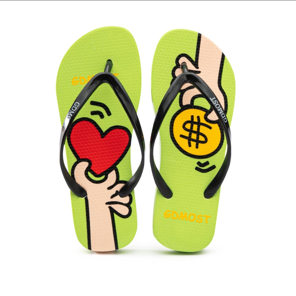 Sandal Jepit Wanita Motif Love &amp; Money | Sendal Jepit Cewe | Sandal Unik Murah