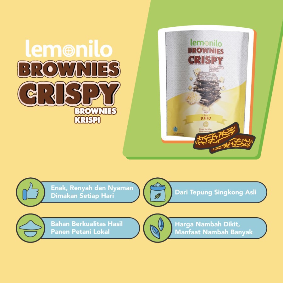 LEMONILO BROWNIES CRISPY RASA CHOCOCHIPS &amp; KEJU | SNACK CEMILAN DIET SEHAT