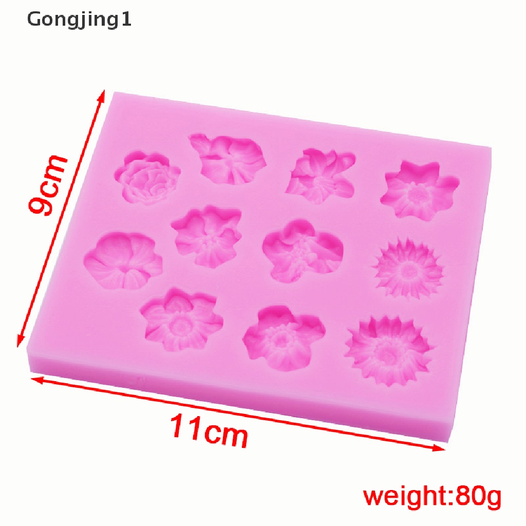 Gongjing1 Cetakan Fondant / Cokelat Bentuk Bunga Matahari / Mawar 3D Bahan Silikon Untuk Dekorasi Kue DIY