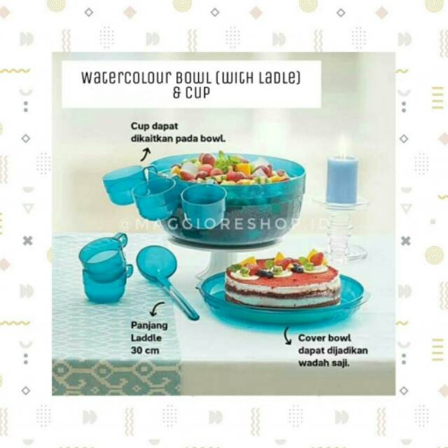 Tupperware Watercolor Bowl (with Ladle) and Cup Set