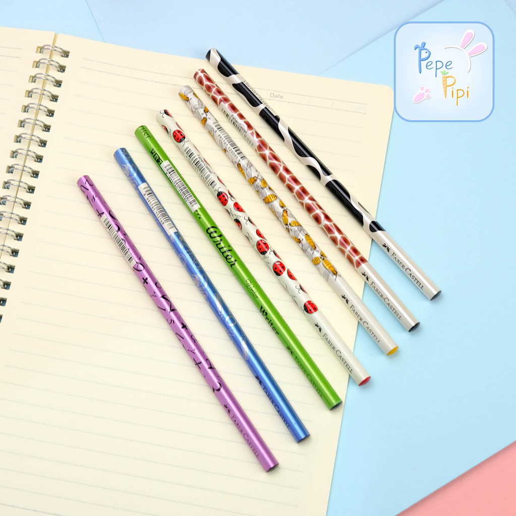 Pensil Faber Castell 2b Triangular Motif Anak Baru Animal Fun School Pencil Segitiga Kayu Lucu