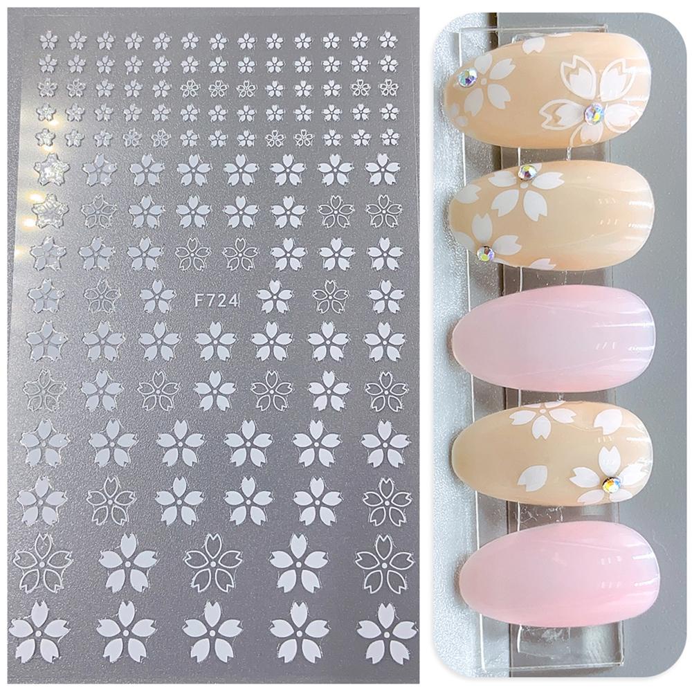 Agustin 3D Bunga Sakura Stiker Kuku DIY Perekat Slider decals Sakura Manicure