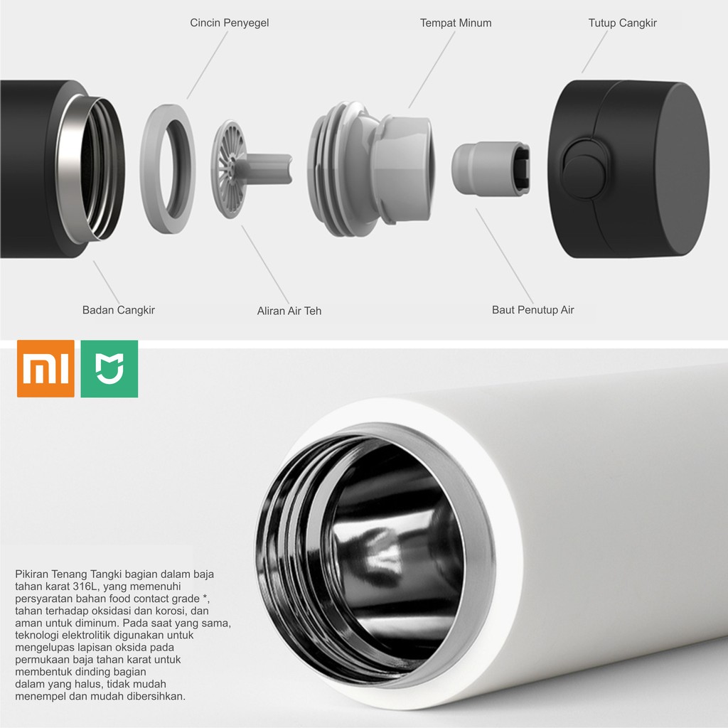 XIAOMI MIJIA INSULATION CUP 2 480ML TUMBLER TERMOS THERMOS AIR VACUUM MUG BOTOL MINUM