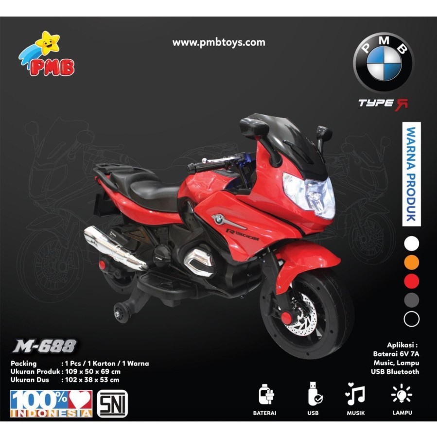 Motor Aki Anak PMB M688 Mainan Motor Anak