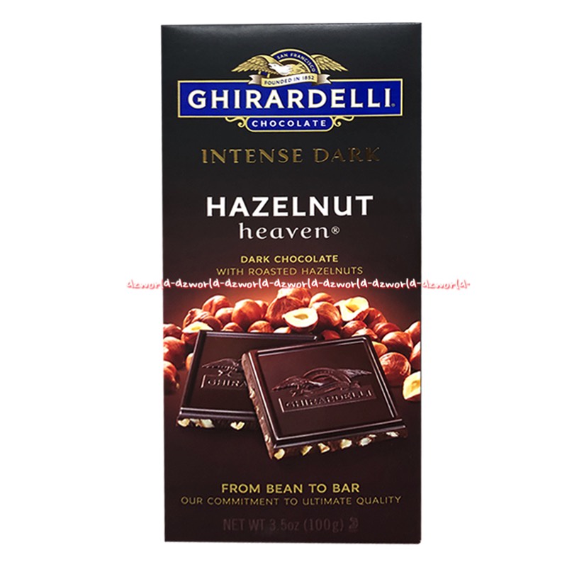 Ghirardelli Chocolate 100gr Intense Dark 92% Cacao Hazelnut Heaven Moonlight Coklat Girardeli