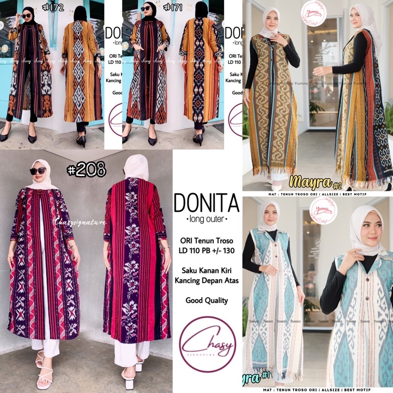 Long Outer Tenun lengan panjang Etnik kardigan Troso lengan panjang Cantik Murah baju Outer lengan p